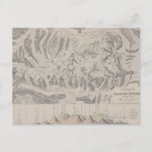 Kaart van Glacier Systems van de Alpen