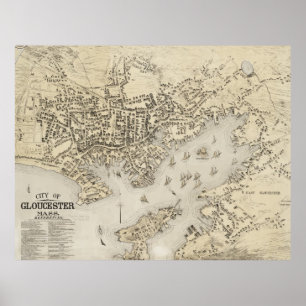 kaart van Gloucester Massachusetts (1873) Poster