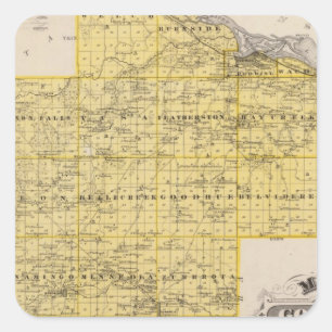 Kaart van Goodhue County, Minnesota Vierkante Sticker