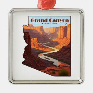 Kaart van Grand Canyon National Park Arizona Metalen Ornament