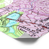 kaart van Greensboro North Carolina (1951) 2 Poster (Hoek)