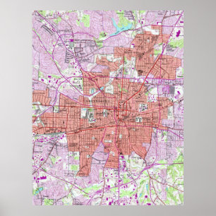 kaart van Greensboro North Carolina (1951) Poster