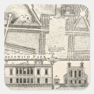 Kaart van Greenwich Park Vierkante Sticker