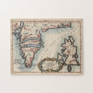kaart van Groenland en IJsland (1694) Legpuzzel