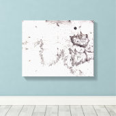 Kaart van Groot-Brittannië, Frankrijk en Spanje, 1 Canvas Afdruk (Insitu (Houten vloer))