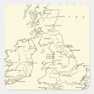 Kaart van Groot-Brittannië   Gezondheidsrapporten Vierkante Sticker