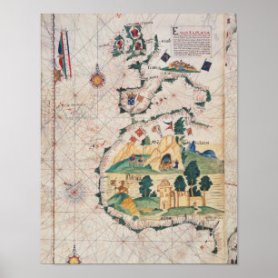 Kaart van Groot-Brittannië Poster