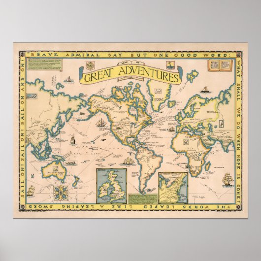 Kaart van grote avonturen poster (Voorkant)