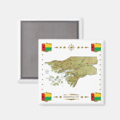 Kaart van Guinee-Bissau + Flags Magnet Magneet (Voorkant / Achterkant)
