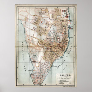  kaart van Halifax Nova Scotia (1890) Poster