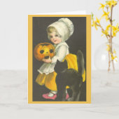 Kaart van Halloween van de Kat van de Pompoen van (Gele Bloem)