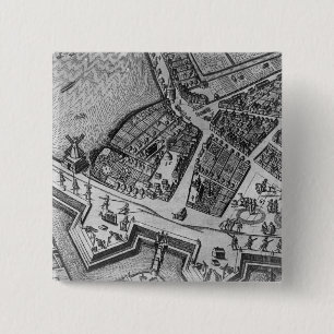 Kaart van Hamburg Vierkante Button 5,1 Cm