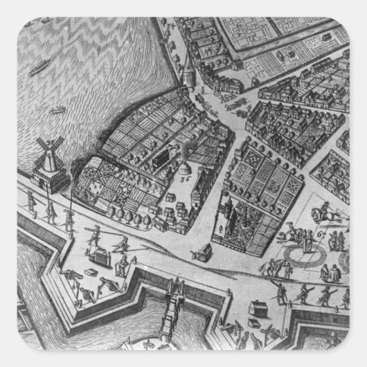 Kaart van Hamburg Vierkante Sticker (Voorkant)