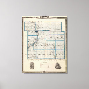 Kaart van Hamilton County, staat Iowa Canvas Afdruk