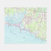 kaart van Hampton Beach NH (1957) Fleece Deken (Voorkant (Horizontaal))