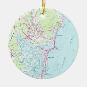  kaart van Hampton Beach NH (1957) Keramisch Ornament