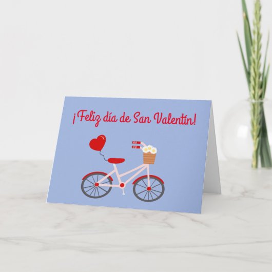 Kaart van Happy Valentijnsdag met fiets (Voorkant)