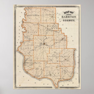 Kaart van Harrison County Poster