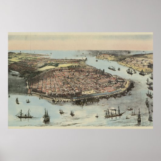  kaart van Havana-Cuba (1851) Poster (Voorkant)