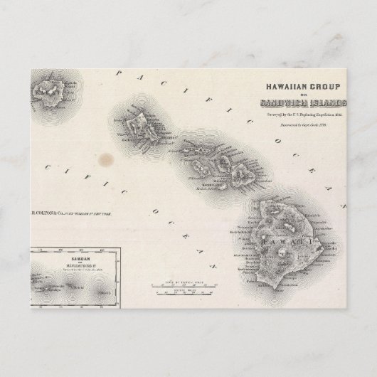  kaart van Hawaï en Nieuw-Zeeland (1855) (Voorkant)