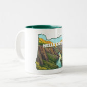 Kaart van Hells Canyon Oregon Tweekleurige Koffiemok (Voorkant links)