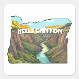 Kaart van Hells Canyon Oregon Vierkante Sticker