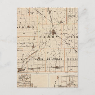 Kaart van Henry County met New Castle, Knachtstown