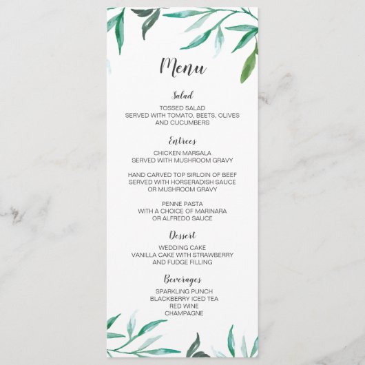 kaart van het 2-zijdige Boho Wedding Menu van de T (Voorkant)