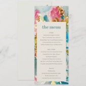 Kaart van het abstract Bold Pink Blue Floral Weddi (Voorkant / Achterkant)