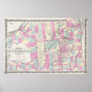  kaart van het Adirondack-gebergte (1867) Poster