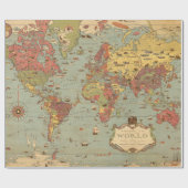  kaart van het Afbeelding van de wereld Cadeaupapier (Vlak)