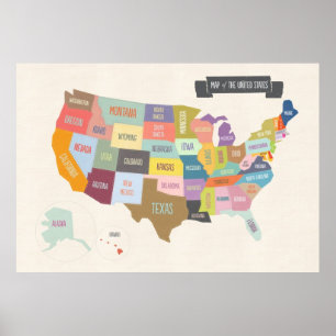 Kaart van het Amerikaanse XL-poster Poster