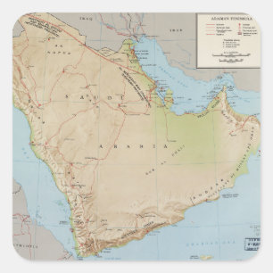 Kaart van het Arabisch schiereiland (1969) Vierkante Sticker