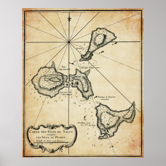 Kaart van het beruchte Devil-eiland c. 1764 Poster (Voorkant)