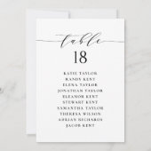 Kaart van het Black Minimalist Script Wedding Seat (Achterkant)