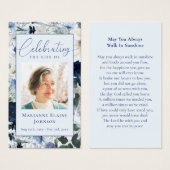 Kaart van het Blue Floral Memorial Funeral Prayer (Voorkant /achterkant)