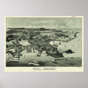  kaart van het Bos Hole Falmouth MA (1887) Poster