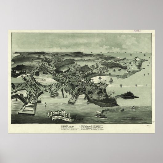 kaart van het Bos Hole Falmouth MA (1887) Poster (Voorkant)