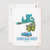 kaart van het bos Suffolk Rendlesham (Voorkant / Achterkant)