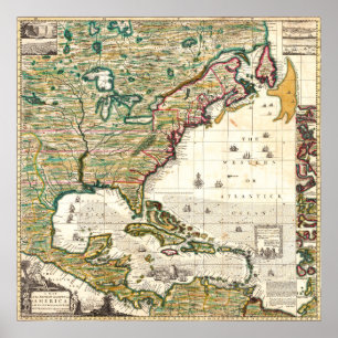 Kaart van het Britse Rijk in Amerika 1773 Poster