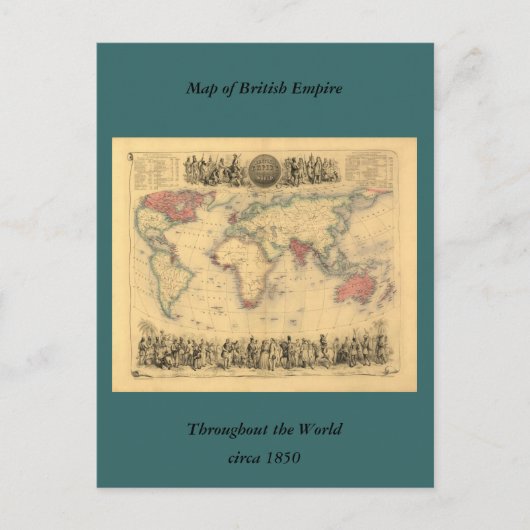 Kaart van het Britse Rijk van 1850 over de hele we (Voorkant)