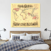 Kaart van het Britse Rijk van 1850 over de hele we Canvas Afdruk (Insitu (Slaapkamer))