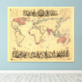 Kaart van het Britse Rijk van 1850 over de hele we Canvas Afdruk (Insitu (Houten vloer))