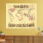 Kaart van het Britse Rijk van 1850 over de hele we Canvas Afdruk (Insitu (Woonkamer))