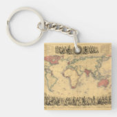 Kaart van het Britse Rijk van 1850 over de hele we Sleutelhanger (Voorkant)