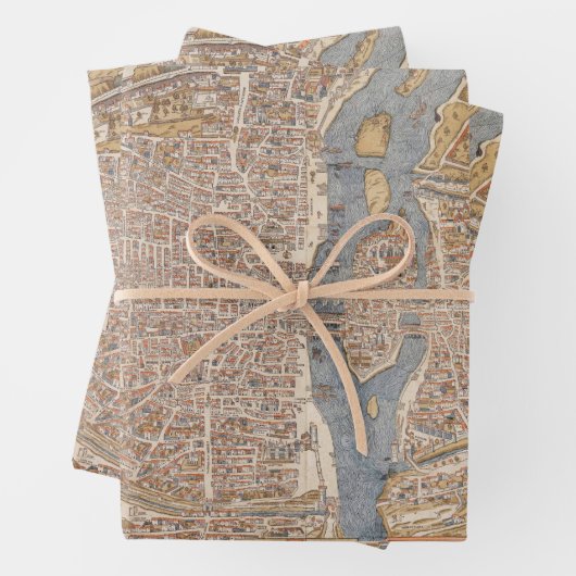 kaart van het Canvas van Parijs Frankrijk Inpakpapier Vel (In situ)