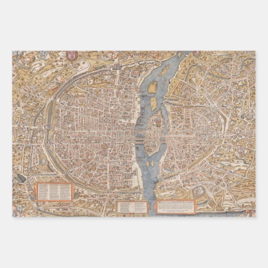 kaart van het Canvas van Parijs Frankrijk Inpakpapier Vel (Voorkant)