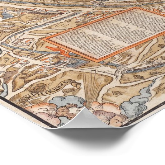 kaart van het Canvas van Parijs Frankrijk Poster (Hoek)