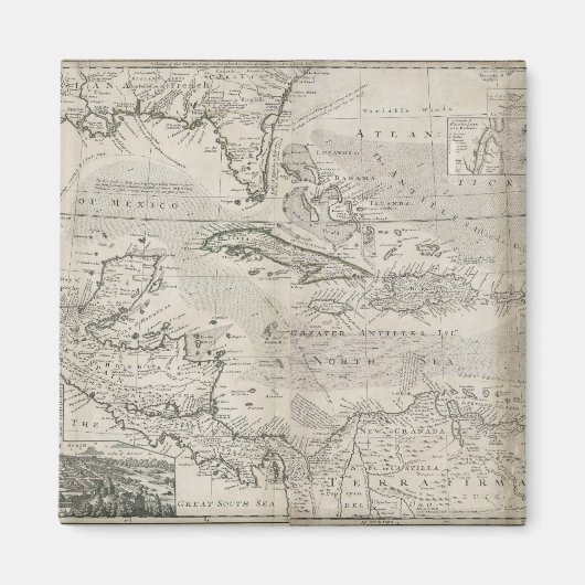 Kaart van het Caribisch gebied | 1715 Magneet (Voorkant)