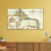  kaart van het Caribisch gebied (1834) Canvas Afdruk (Insitu (Woonkamer))